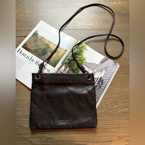 Margot New York Small Leather Crossbody Bag / Zip Closure In Black